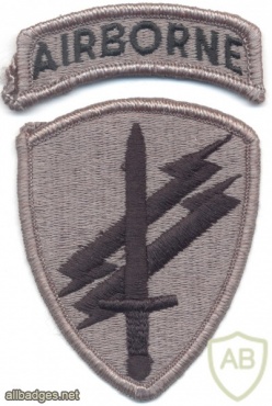 US Army Civil Affairs and Psychological Operations Command (Airborne) patch, gray img8366