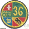 SWITZERLAND Swiss Army Battalion 36, Mountain Infantry Regiment 17 sleeve patch