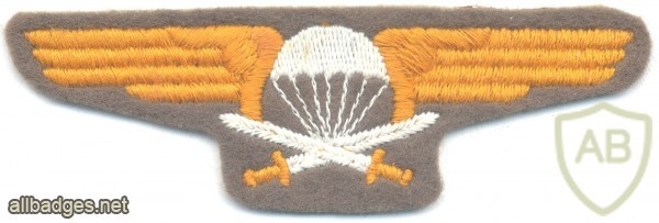 FINLAND Parachutist qualification jump wings, 1st Class, cloth img23107