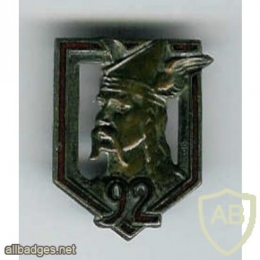 FRANCE 92nd Infantry Regiment pocket badge, old img25100