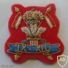 9th/12th Royal Lancers cap badge, bullion, red back