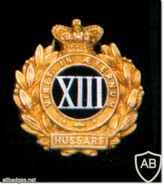 13th Hussars cap badge, Victorian crown img34271