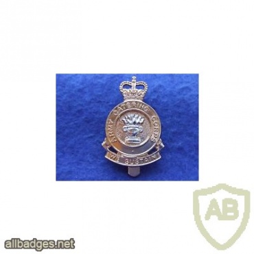 UK ARMY CATERING CORPS CAP BADGE, anodised, Queen's crown img34621