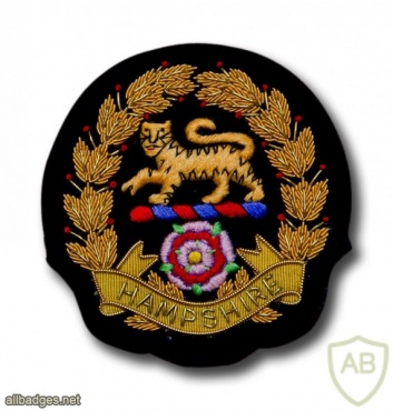 Hampshire Regiment cap badge, bullion img34734