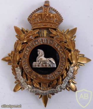 LINCOLNSHIRE REGIMENT helmet badge, King's crown img34956