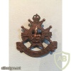 Nottinghamshire and Derbyshire Regiment cap badge, King's crown, WWII plastic img35651