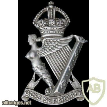 ROYAL IRISH RIFLES cap badge, King's crown, white metal img35829