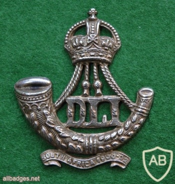 Durham Light Infantry cap badge, King's crown, South Africa battle-honour img36842