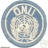 UNITED NATIONS Peacekeepers sleeve patch, Spanish/Portuguese writing