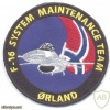 NORWAY - Royal Norwegian Air Force, Ørland Main Air Station F-16 System Maintenance Team sleeve patch