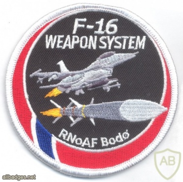 NORWAY - Royal Norwegian Air Force F-16 Weapon System, Bodø Airbase sleeve patch img41438