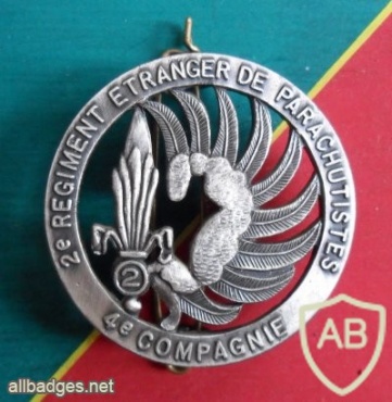 French Foreign Legion 2nd Parachute Regiment, 4th COMPANY pocket badge, type 2 img44739