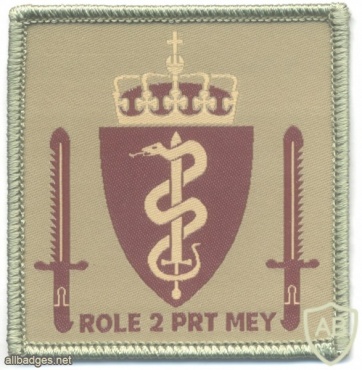 NATO - Norwegian Provincial Reconstruction Team Meymaneh Role 2 Medical Facility sleeve patch, desert img47569