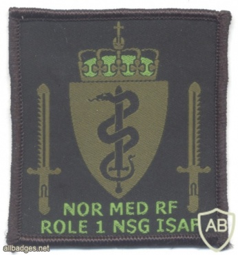 NATO - ISAF - Norwegian National Support Group Role 1 Medical Reaction Force sleeve patch, subdued img47566
